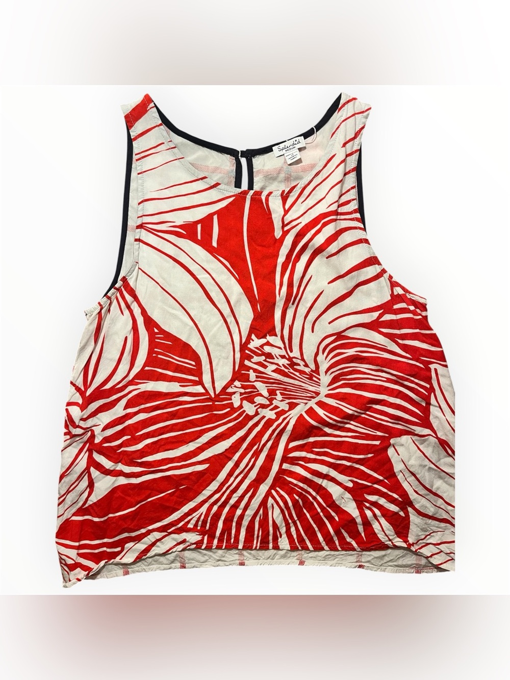 Splendid Reversible Tropical Floral Plaid Tank Top Medium